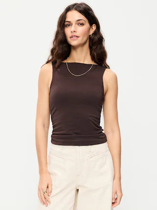 Hug Double-Layer Boat-Neck Top | Old Navy (US)