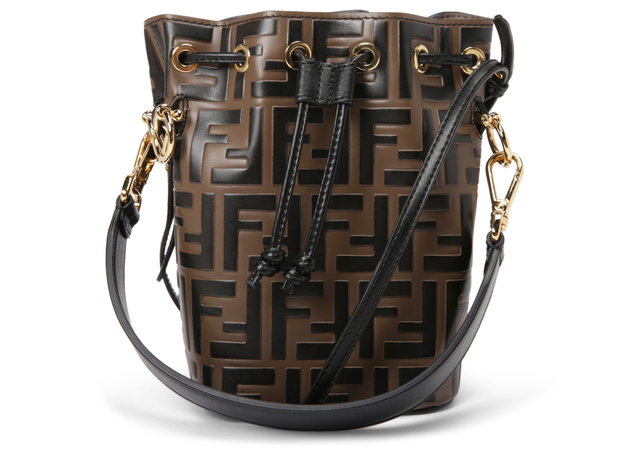 Fendi Mon Tresor Bucket Bag Zucca Embossed Small Tobacco Black | StockX