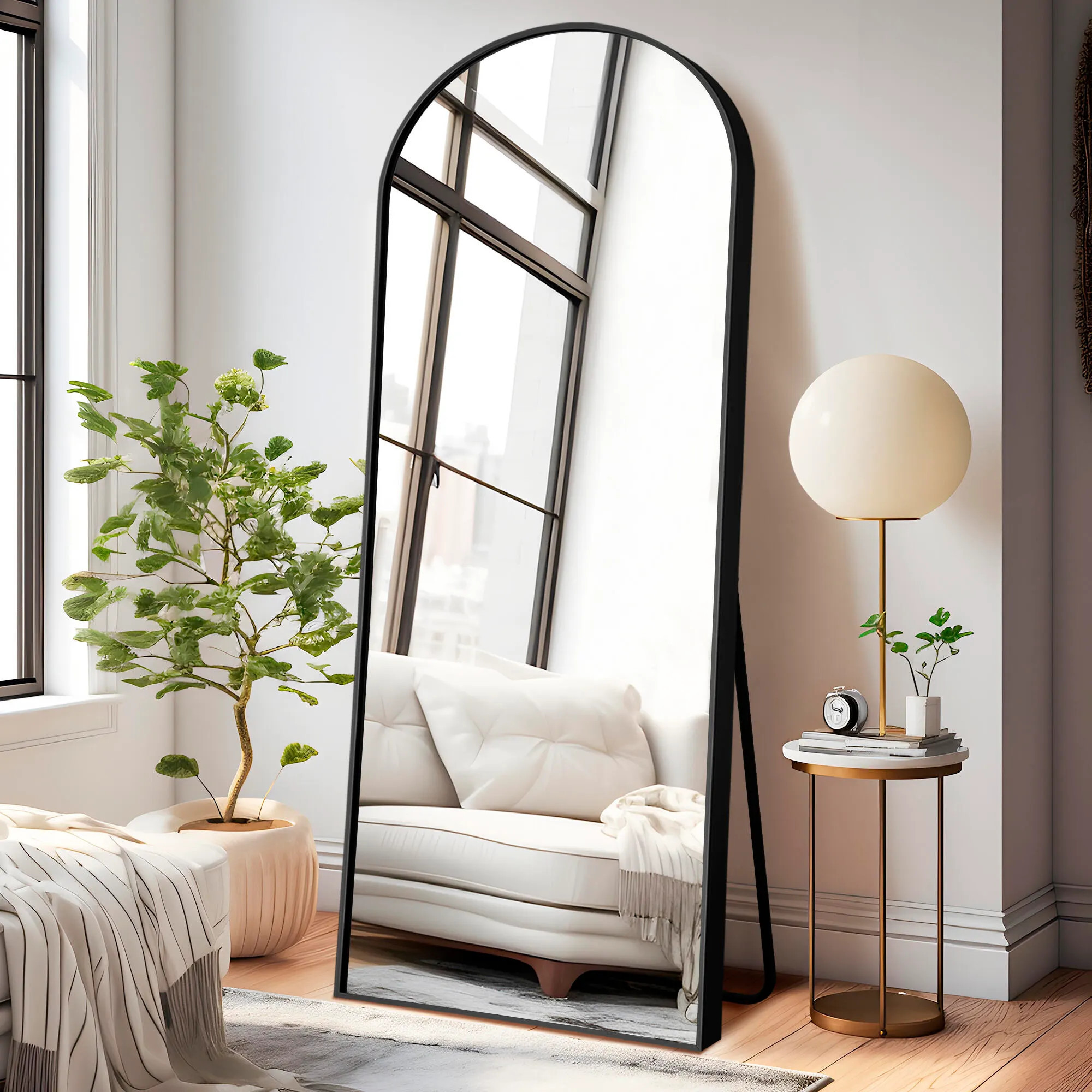 Dulcea 21" x 64" Full Length Arched Floor Mirror, Black | Ashley