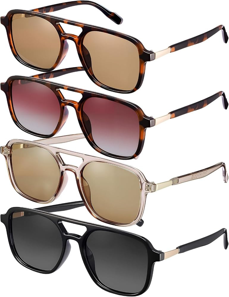 JATEBI 4 Pieces Retro Aviator Sunglasses for Women Men | Amazon (US)