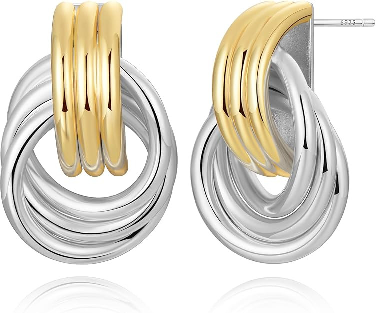 14K Gold Earring Cross Waterdrop Butterfly Heart Knot Earrings for Women Gold Silver Cross Leverb... | Amazon (US)