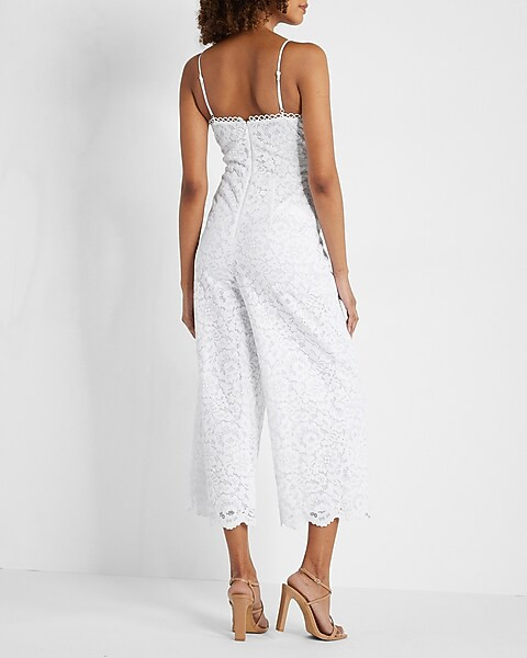 Lace Eyelet V-neck Jumpsuit | Express