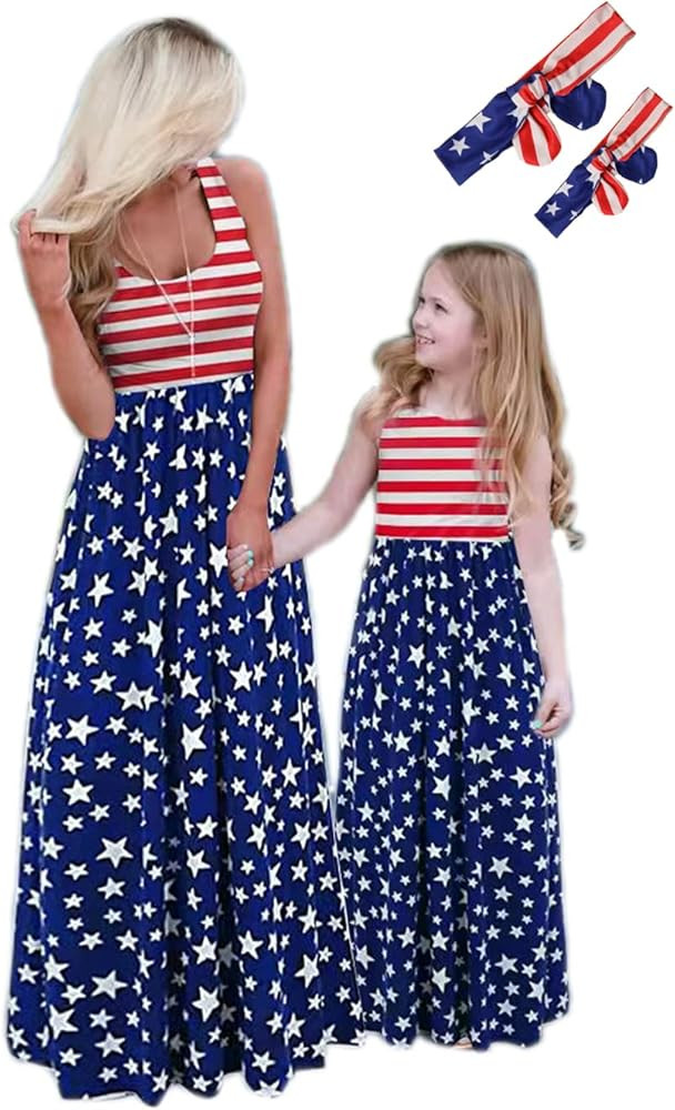 Mommy and Me Dresses Casual Floral Family Outfits Summer Matching Maxi Dress | Amazon (US)