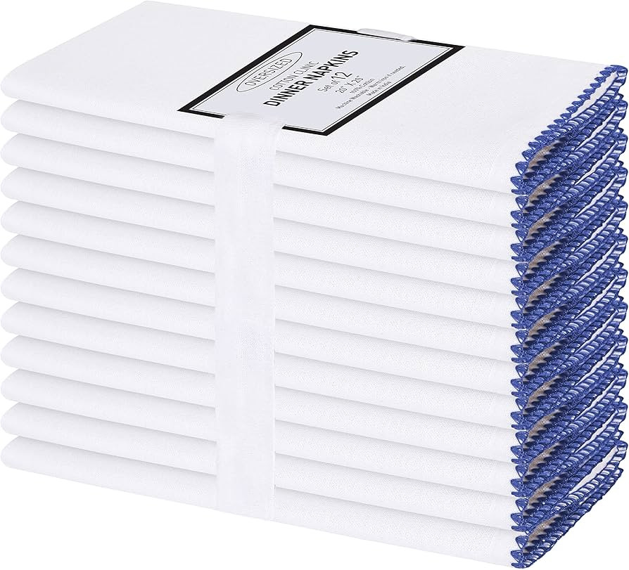 Cotton Clinic Cloth Napkins with Trim - Everyday Use Table Dinner Napkins - Soft Durable Washable... | Amazon (US)