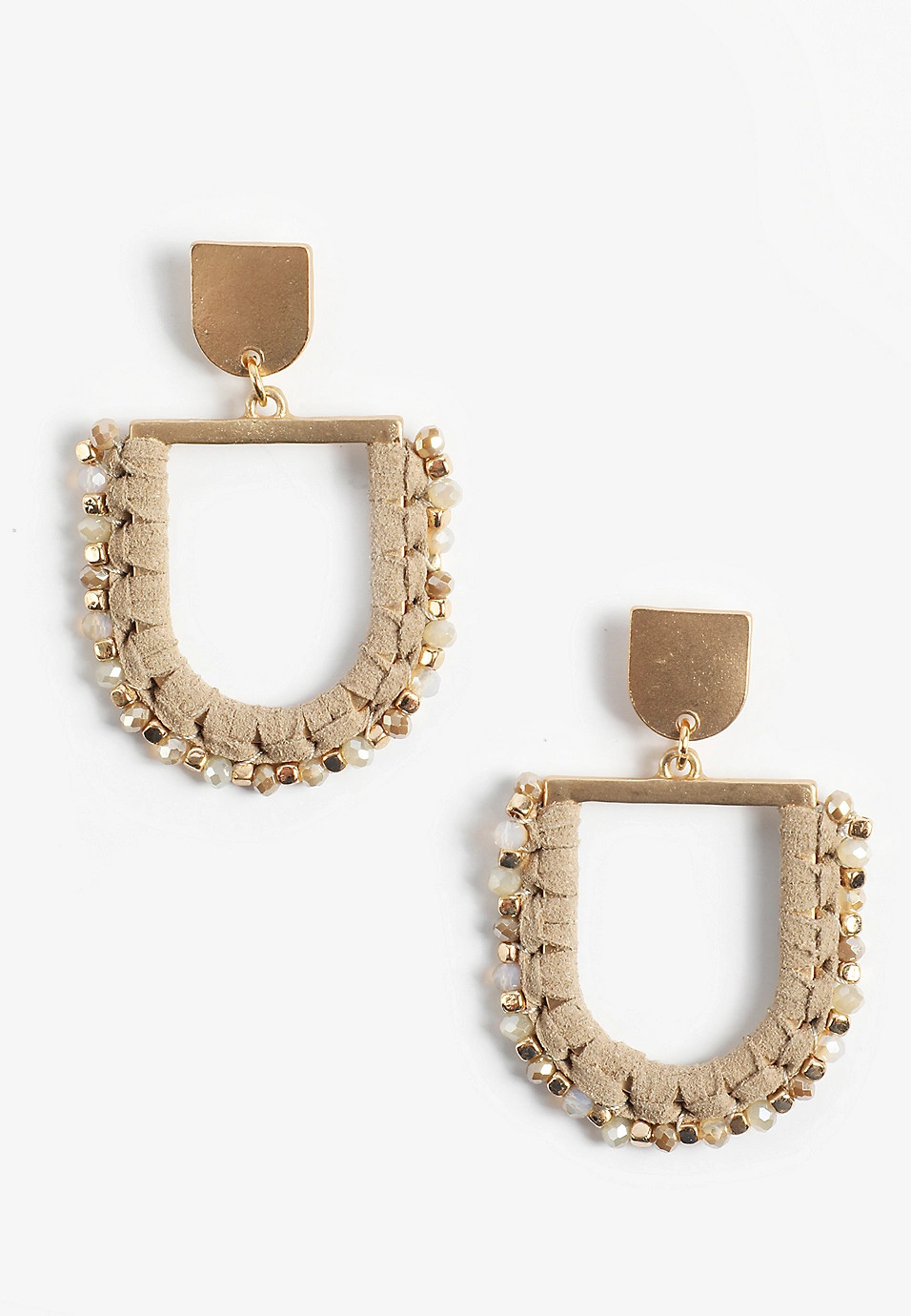 Wrapped Beaded Faux Suede Drop Earrings | Maurices