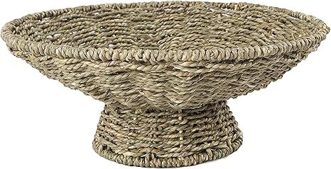 Wicker Pedestal Bowl | Seagrass Footed Fruit Bowls for Table Centerpiece - Decorative Baskets for... | Amazon (US)