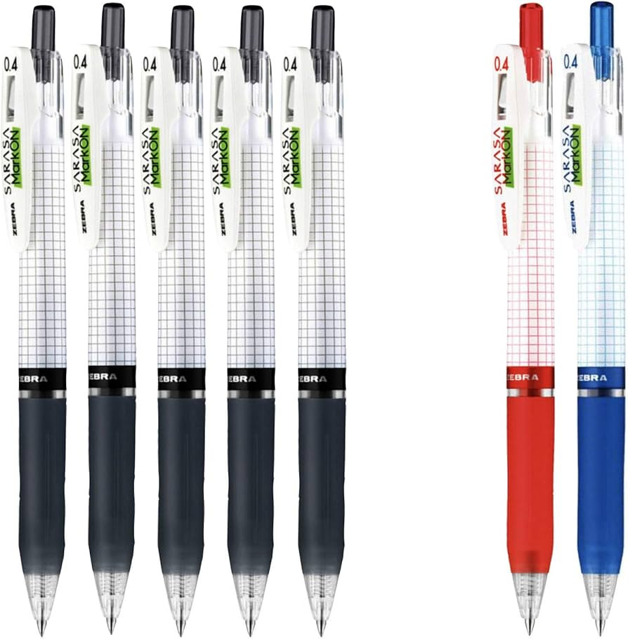 Zebra sarasa Mark on Gel ink 0.4mm ballpoint pens ink color (5 Black,1 Blue,1 Red) total 7 | Amazon (US)