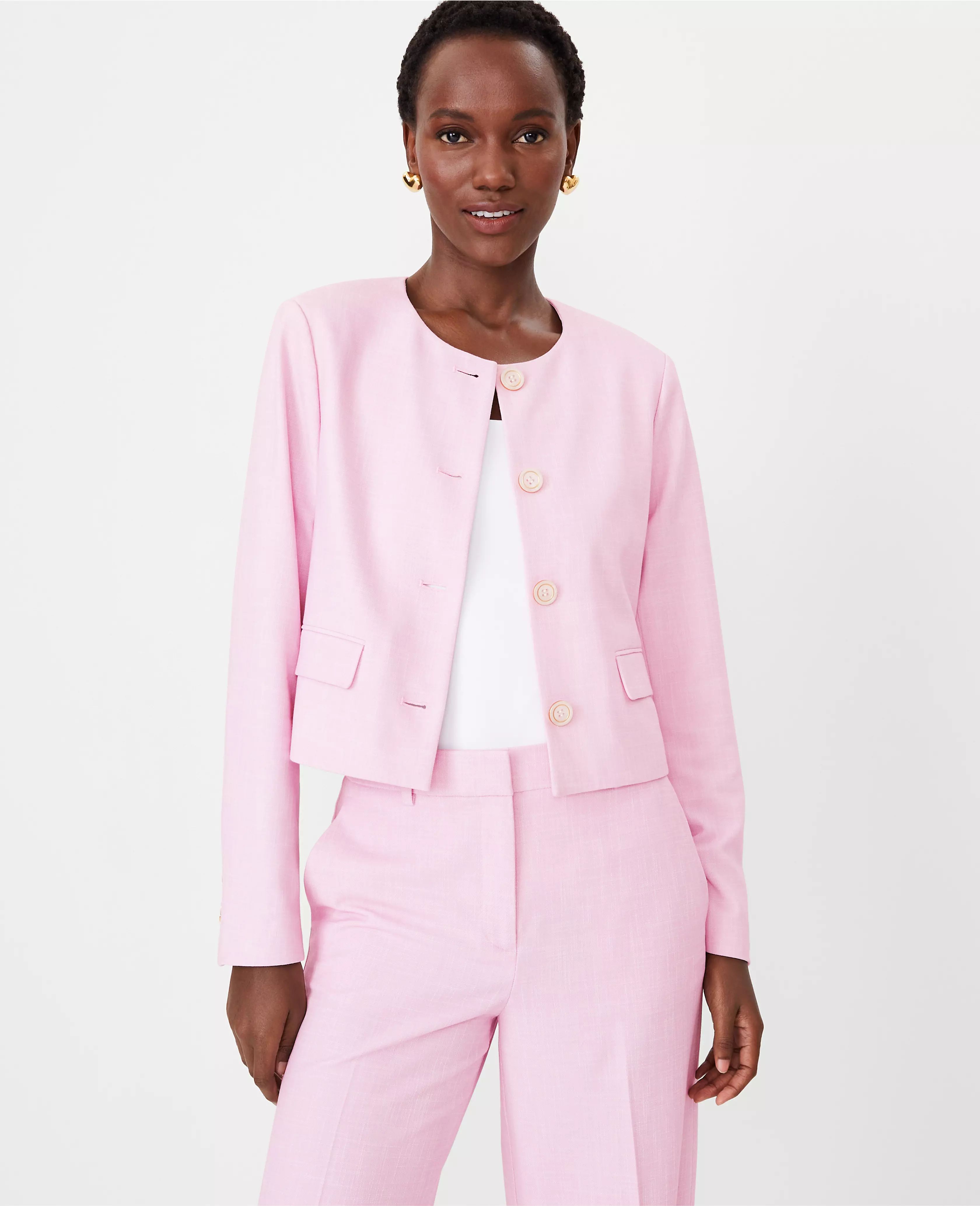The Crew Neck Jacket in Cross Weave | Ann Taylor (US)