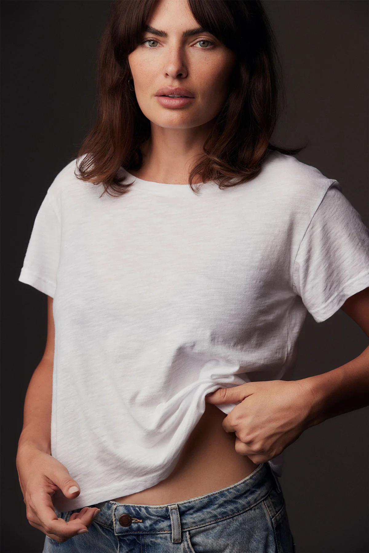 LNA Essential Shaden Crew Neck Tee in White | LNA Clothing