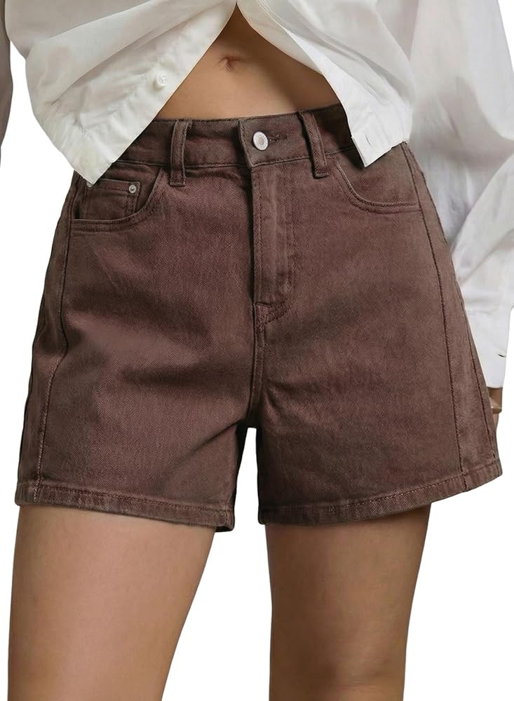 Sidefeel Women's Jean Shorts High Waisted Stretchy Casual Side Seam Denim Shorts | Amazon (US)