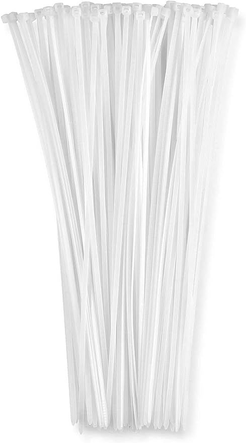 12 Inch Zip Cable Ties (100 Pack), 50lbs Tensile Strength - Heavy Duty White, Self-Locking Premiu... | Amazon (US)