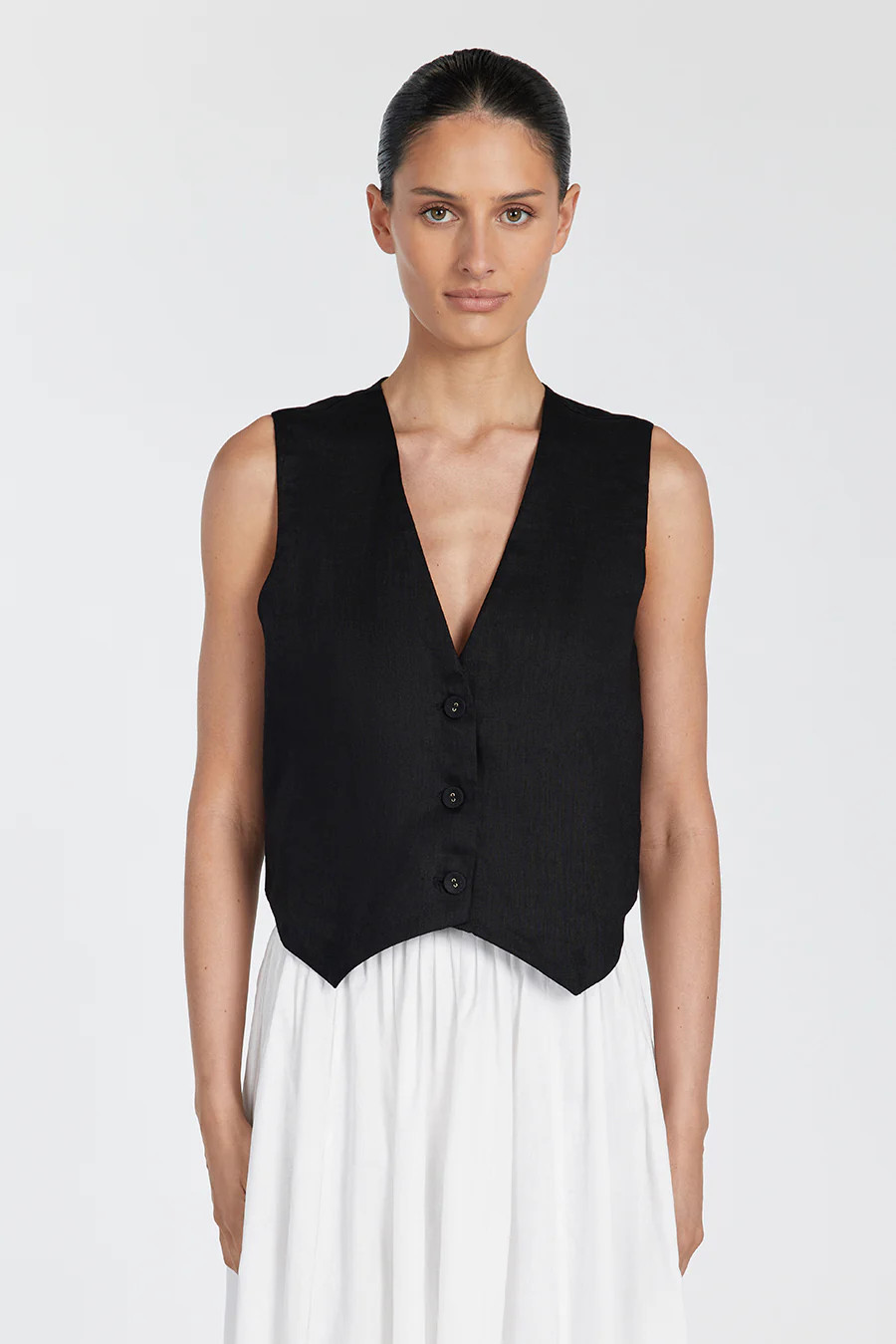 BANKS BLACK LINEN VEST | DISSH