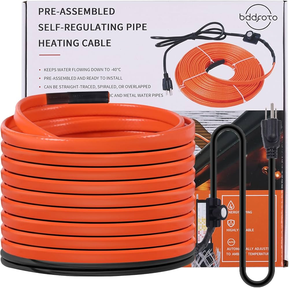 18FT Heat Tape for Water Pipes Freeze Protection 7W/FT 110V BDDFOTO Water Pipe Heat Cable With Th... | Amazon (US)