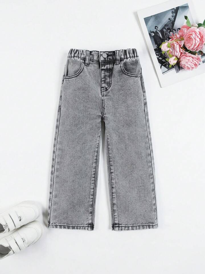 Young Girl Slant Pocket Straight Leg Jeans | SHEIN