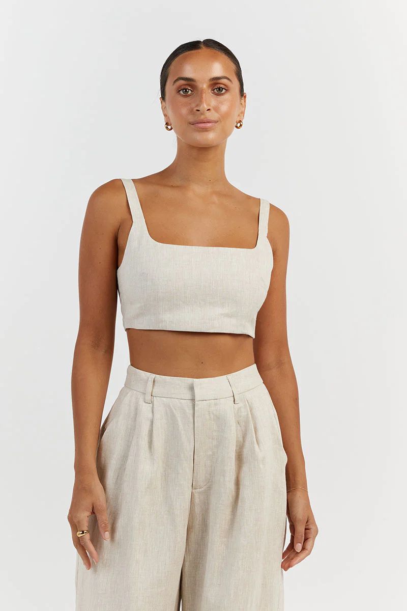 PENNY NATURAL LINEN CROP TOP | DISSH