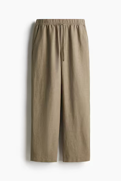 H & M - Linen-Blend Drawstring Pants - Green | H&M (US + CA)