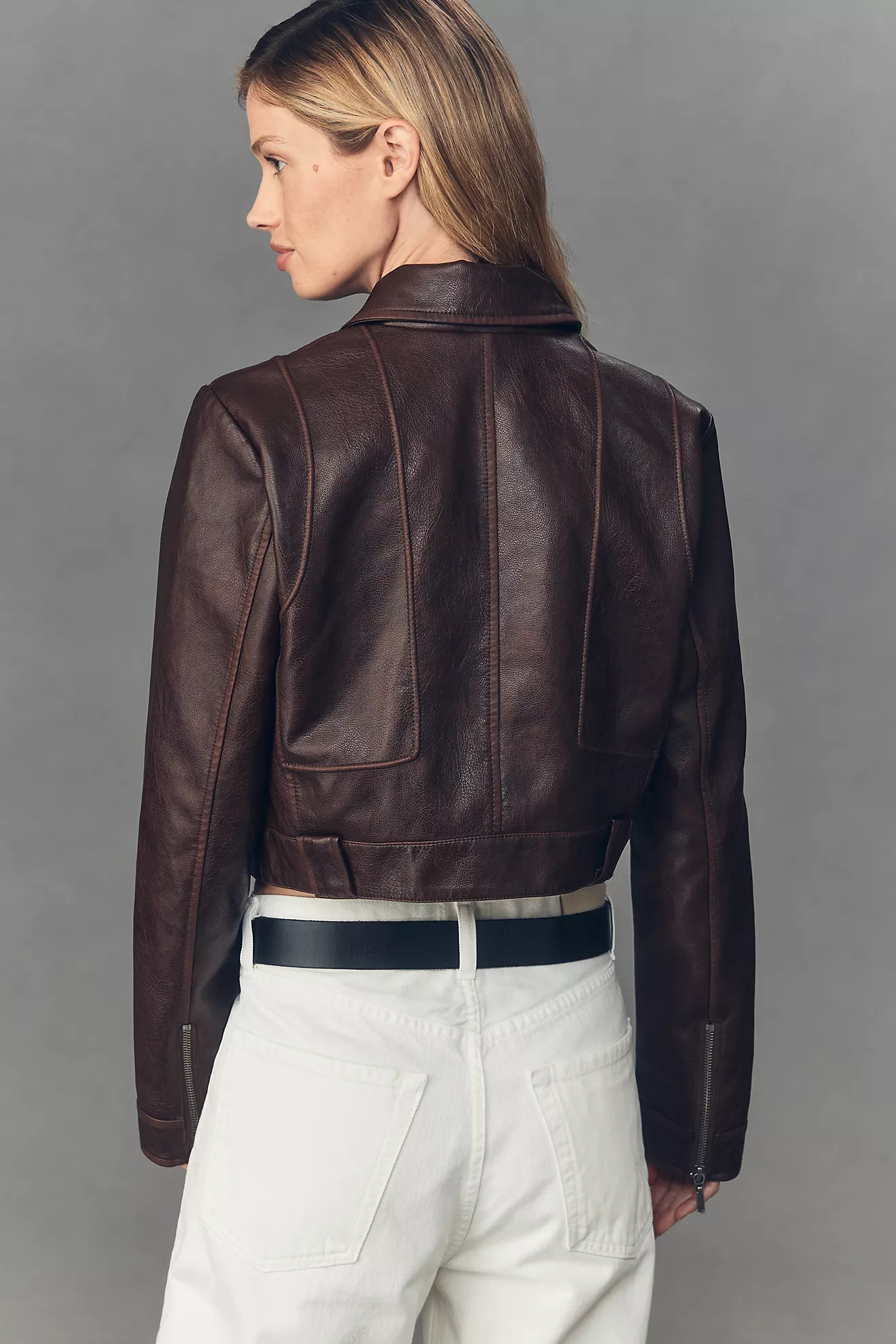 Pilcro Faux Leather Shrunken Moto Jacket | Anthropologie (US)