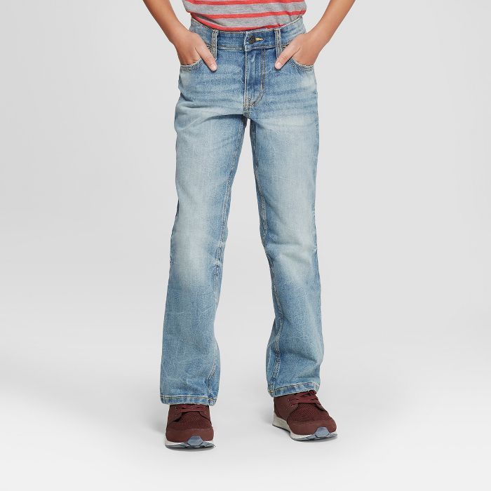 Boys' Stretch Straight Fit Jeans - Cat & Jack™ Light Blue | Target
