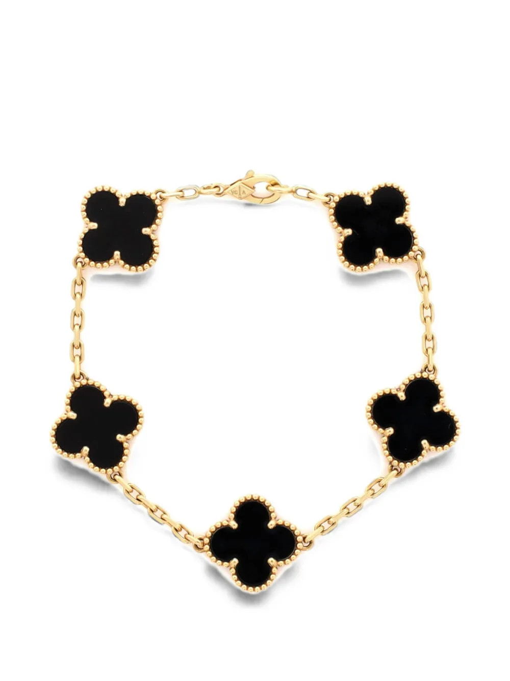 Van Cleef & Arpels Pre-Owned Vintage Alhambra 5 Motifs 18K Yellow Gold and Onyx bracelet | Farfetch Global