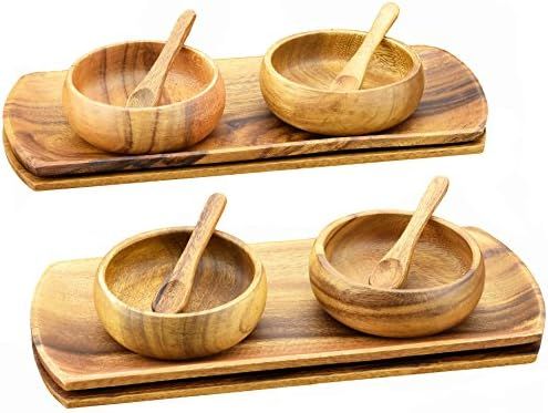 PACIFIC MERCHANTS Acaciaware Acacia Wood Appetizer Serving Trays, Cheese Plates (4) 12-inch by 5-... | Amazon (US)