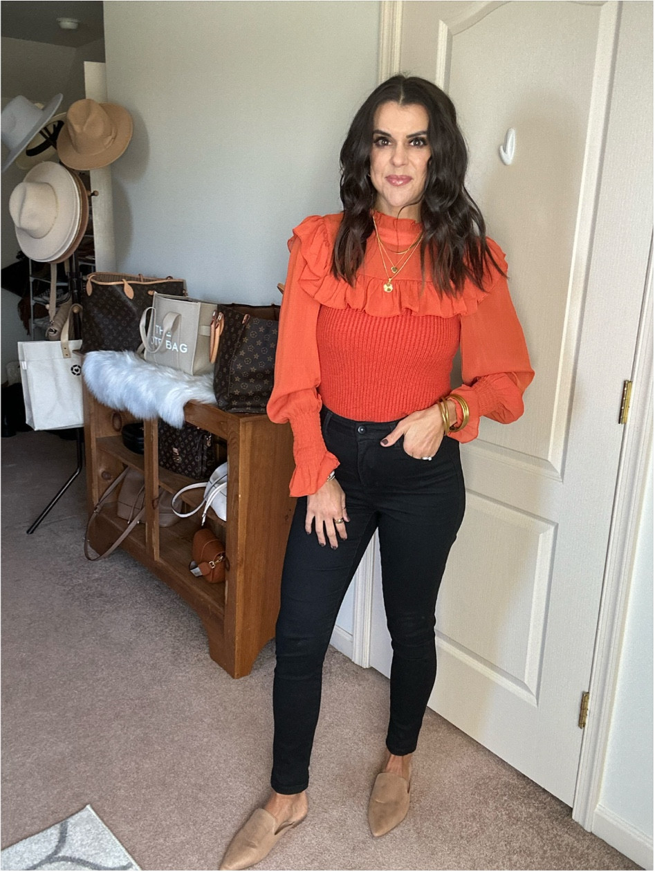 Ruffle sweater on promo until 11/14! 

45% off with code 45B9888L
+ clip the coupon 
Only $11!

#LTKSaleAlert #LTKFindsUnder100 #LTKSeasonal