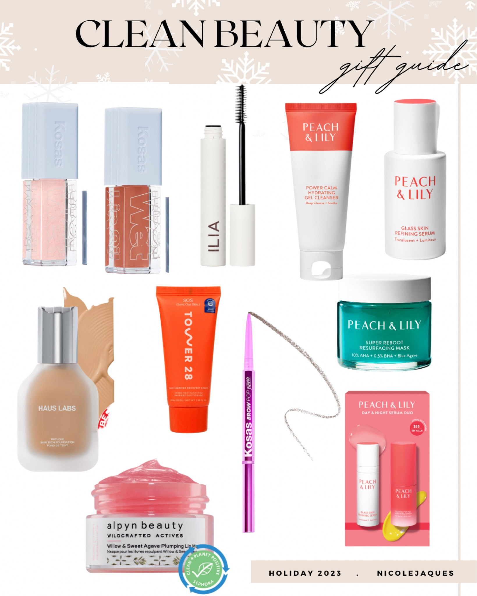 Nicole’s Clean Beauty Gift Guide 
Sephora | Ulta | Peach & Lily | Haus Labs | Kosas | Tower 28 | Ilia Limitless Mascara 

#LTKHoliday #LTKbeauty #LTKGiftGuide