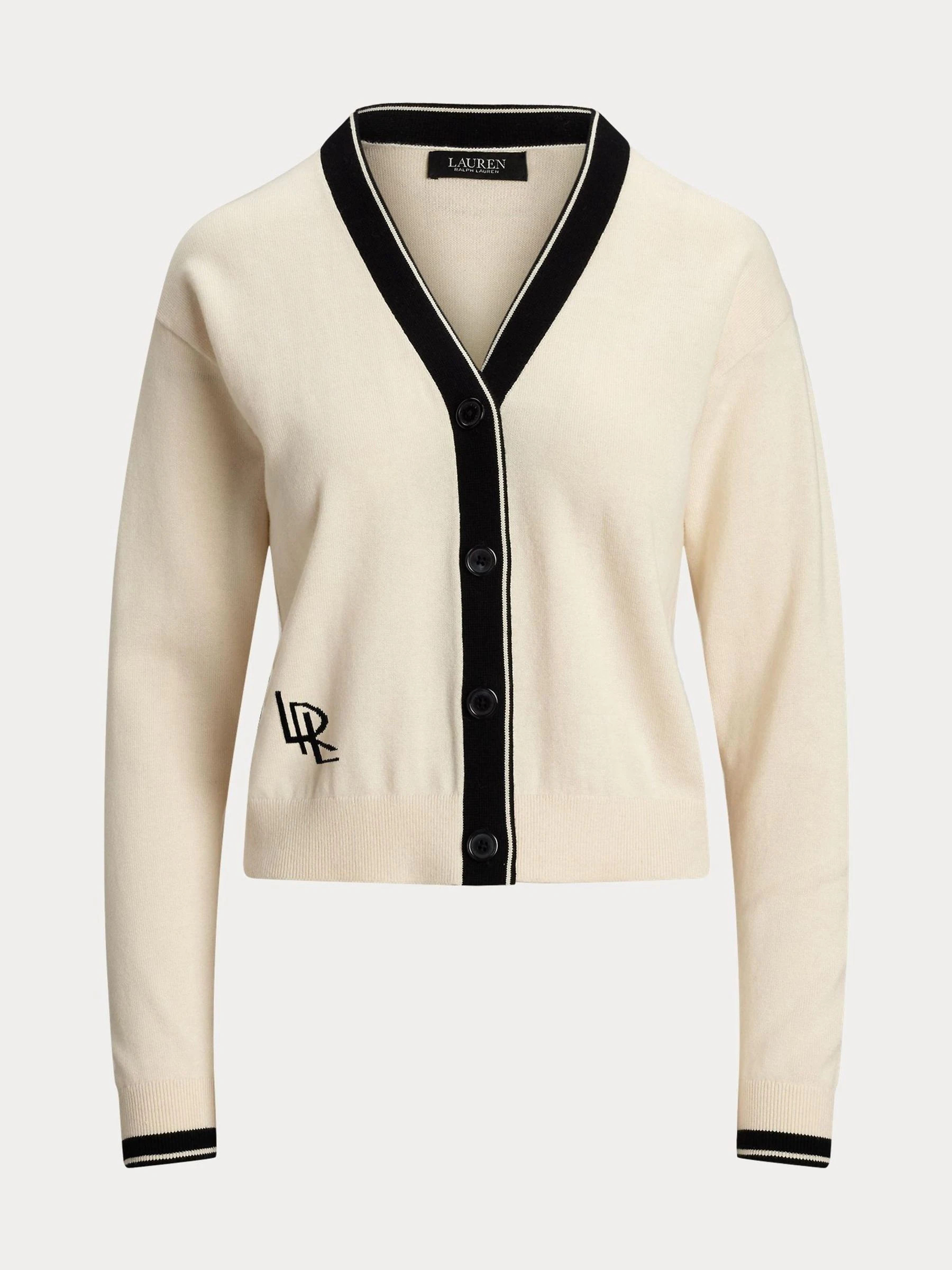 Lauren Ralph Lauren Lauren Ralph Lauren Cream Two Tone Cotton Blend Cardigan | Next US