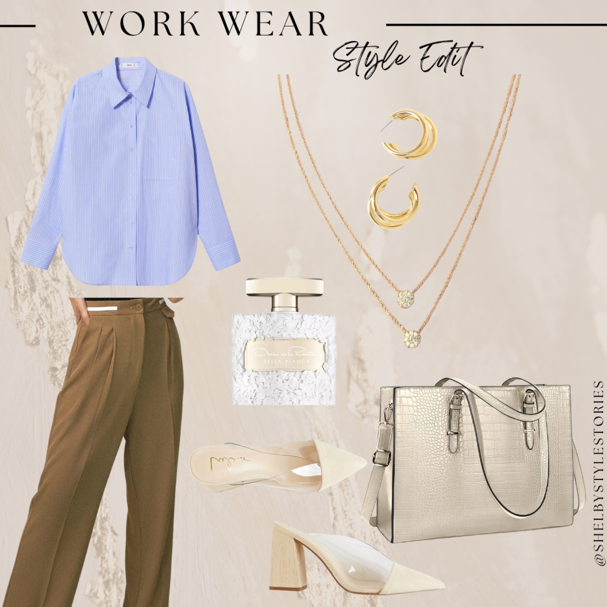 Workwear edit! Who’s back in the office? Go back in style with this blue button-up shirt and wide leg khaki trousers!

#LTKunder100 #LTKFind #LTKworkwear