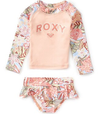 Roxy Baby Girls Raglan-Sleeve Floral Printed Rashguard T-Shirt & Matching Hipster Bottom 2-Piece ... | Dillard's