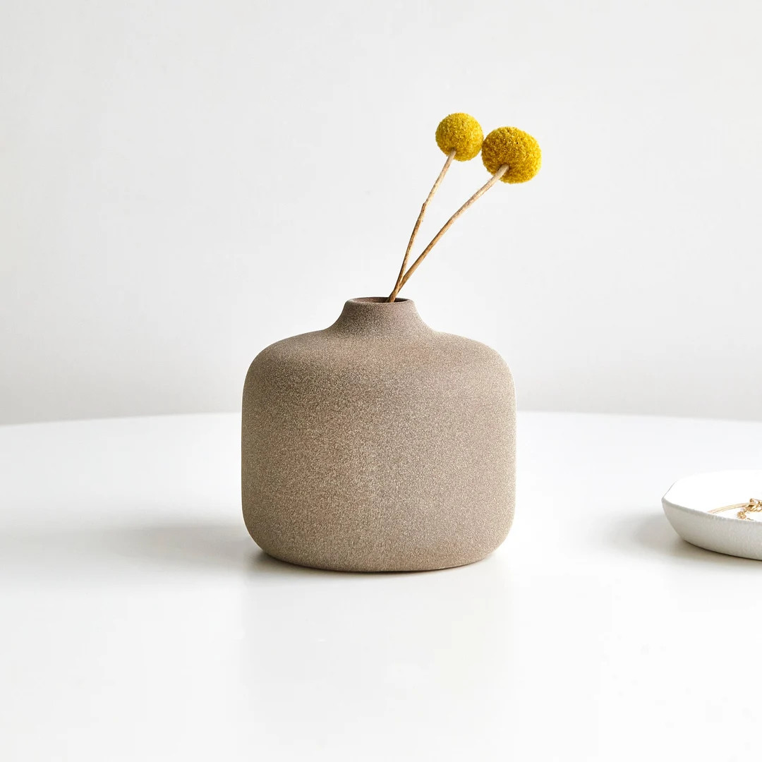 Ceramic Small Round Vase for Minimalist Home Decor Boho Pampas Grass Vase Modern Flower Vase for ... | Etsy (US)