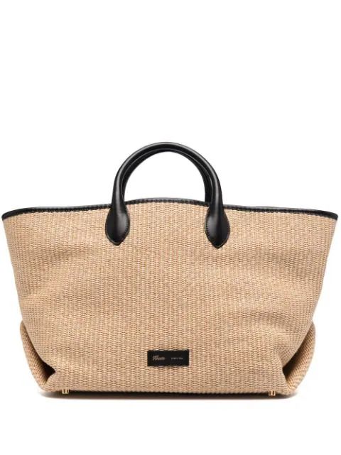 medium Amelia leather-trim raffia tote bag | Farfetch (US)