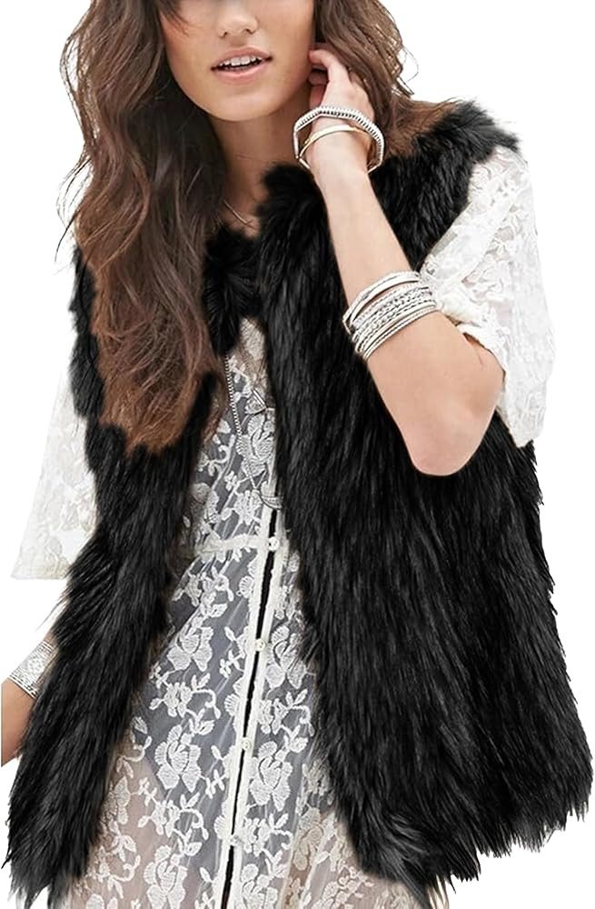 Tanming Women's Fashion Autumn and Winter Warm Short Faux Fur Vests | Amazon (US)