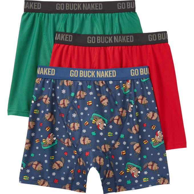 Men's Go Buck Naked Performance Boxer Briefs 3-Pack Set | Duluth Trading Company
