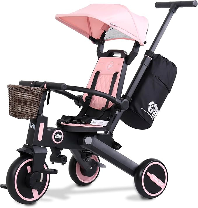 NewtronX Foldable Tricycle Stroller for Toddlers -Foldable Push Trycicle-Tricycle Stroller W/Adju... | Amazon (US)