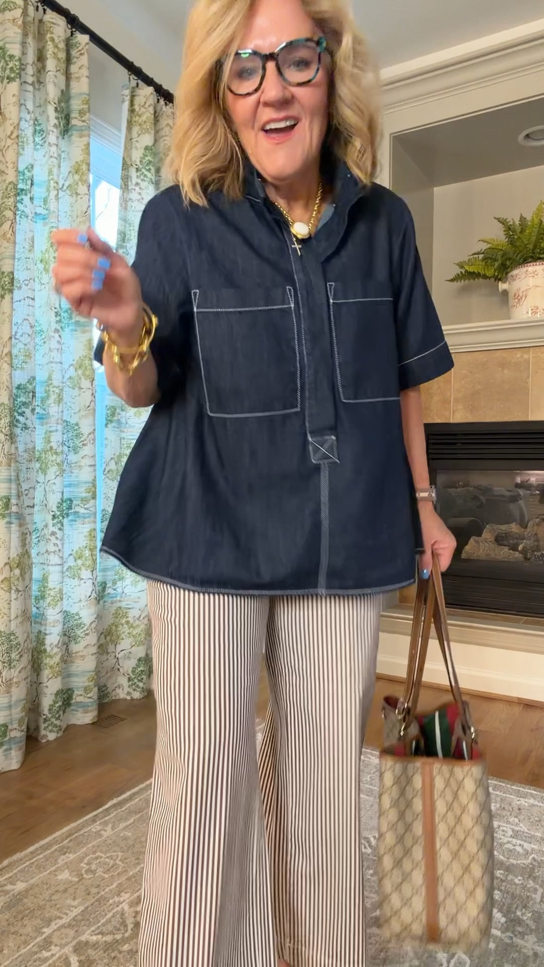 This denim top was a top seller last week. A few sizes left. I did size down to a small. I think I have a few good options too if your size is gone  

Linking a few front patch pocket pant options too. These brown stripe are in preorder. If you want them, order now! They’ve been popular! 
Railroad jeans size 8 petite code NANETTE25 25% off
Spanx pink pants size medium petite 
Camo pants size medium 
Brown stripe pants on preorder. They sold out once! Size 29 petite Linikg other Palmer pants too at loft 
Sporty look with the athleta endless pants. A step up from joggers. Dude 8 petite 

#LTKWorkwear #LTKOver40 #LTKootd