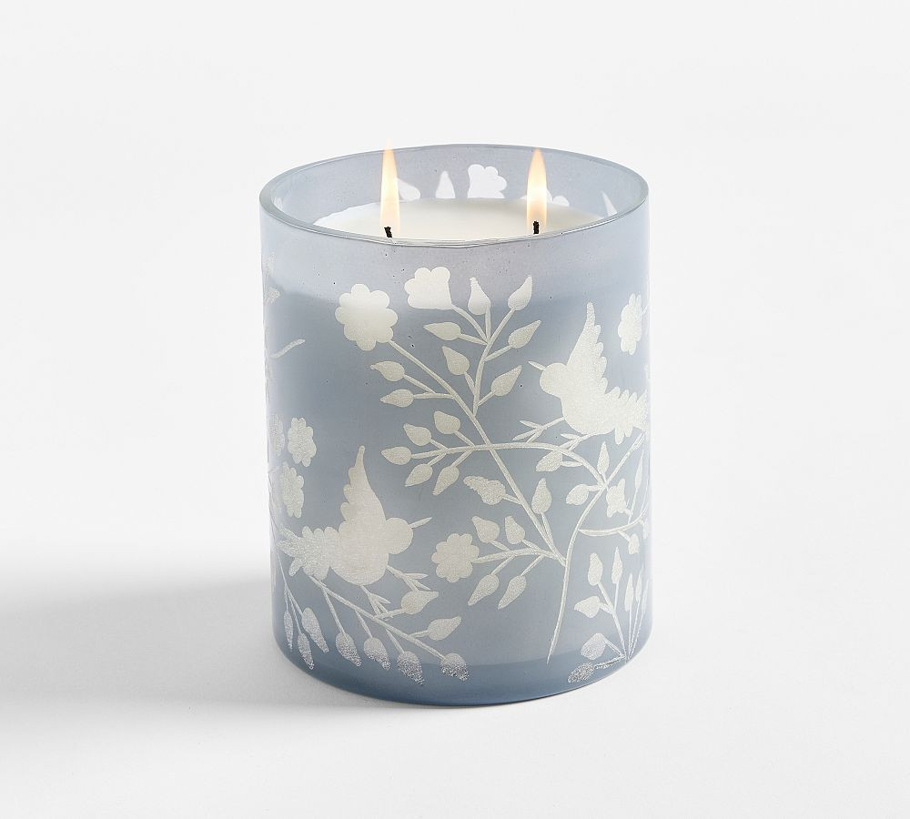 Etched Glass Candle - Framboise & Tangerine | Pottery Barn (US)