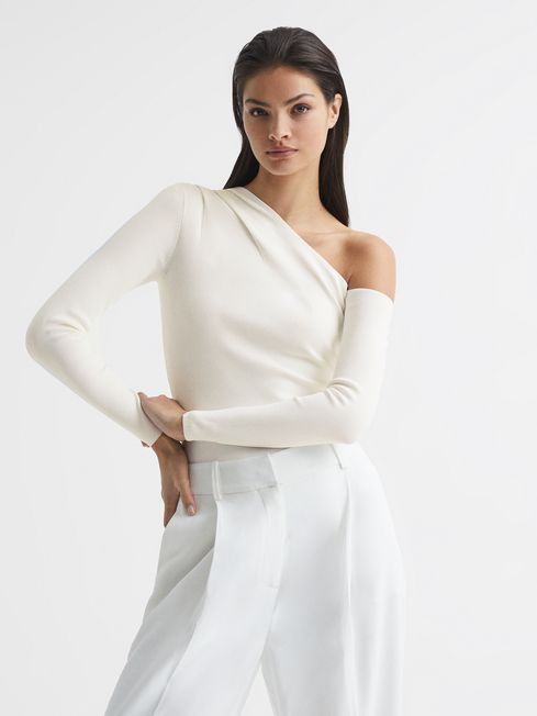 Off-Shoulder Fitted Top | Reiss UK
