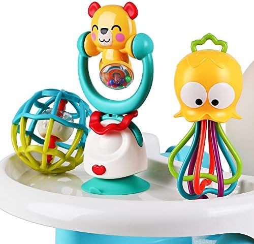 iPlay, iLearn Baby Suction Cup High Chair Toys, Infant Grab Spin Rattle Set, Toddlers Table Tray Toy | Amazon (US)