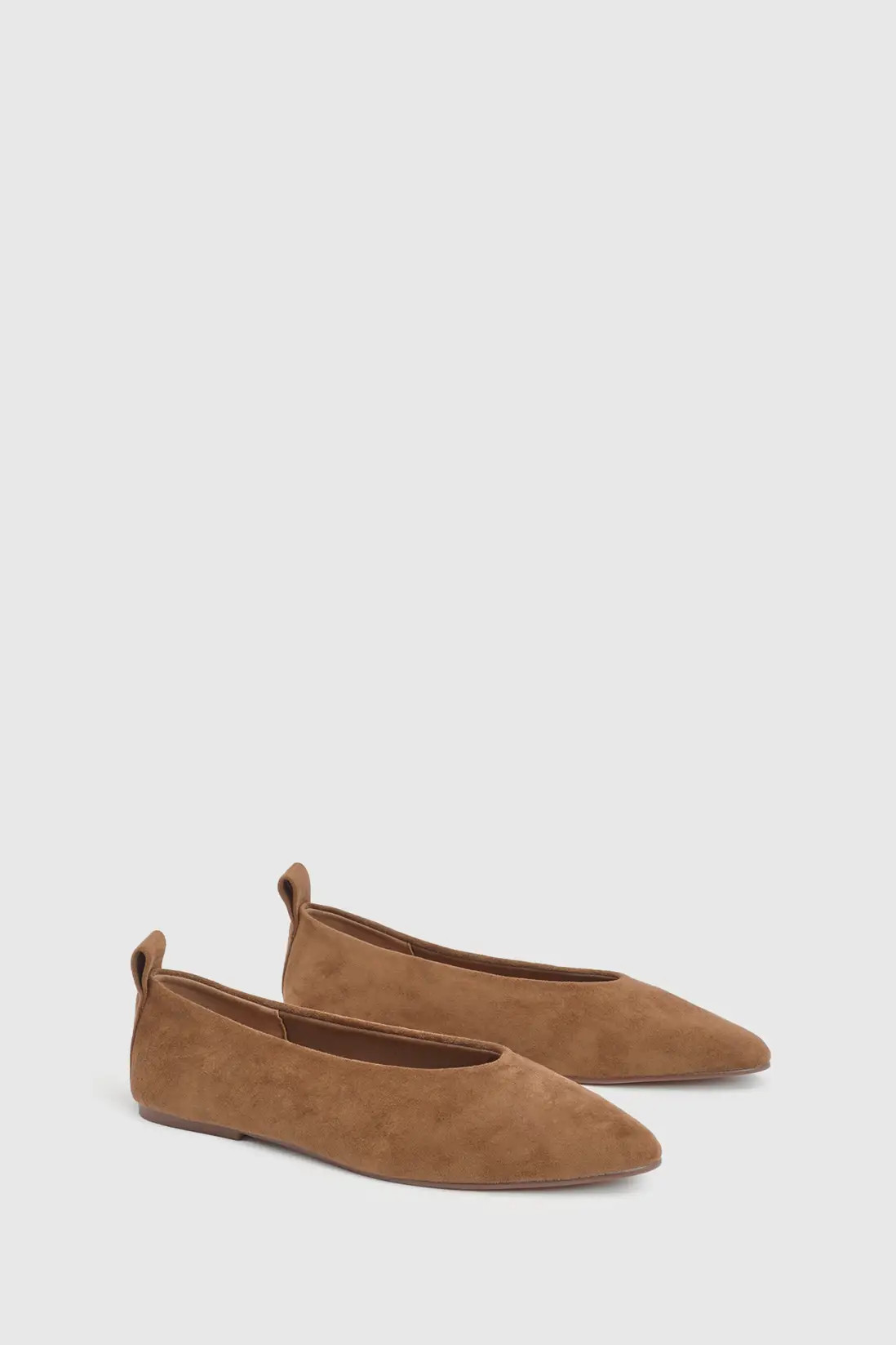 Tan Faux Suede Round Toe Ballet Flats | Boohoo | Boohoo.com (UK & IE)