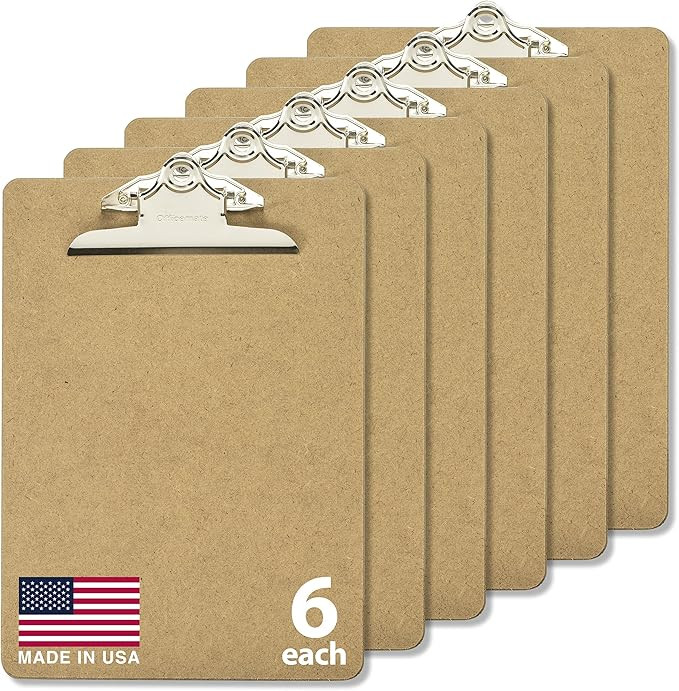 Officemate Recycled Wood Clipboards, 6 Inch Clip, 6 Pack Clipboards, Letter Size (9 x 12.5 Inches... | Amazon (US)