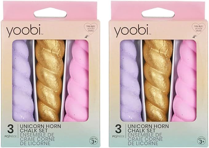 Yoobi Unicorn Sidewalk Chalk for Kids (2 Pack) – Lavender, Gold, Pink Glitter Chalk – Non-Tox... | Amazon (US)