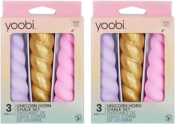 Yoobi Unicorn Sidewalk Chalk for Kids (2 Pack) – Lavender, Gold, Pink Glitter Chalk – Non-Tox... | Amazon (US)