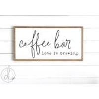 Coffee sign  coffee bar love is brewing  wood sign  farmhouse wall decor  farmhouse sign  farmhouse kitchen decor | Etsy (US)