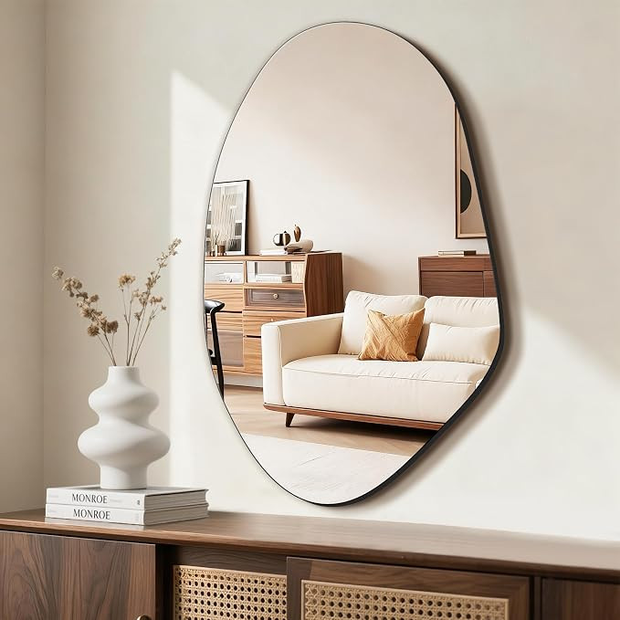 FICTOR Irregular Asymmetrical Wall Mirror, 32" x 19" Modern Decorative Mirror for Entryway, Bathr... | Amazon (US)
