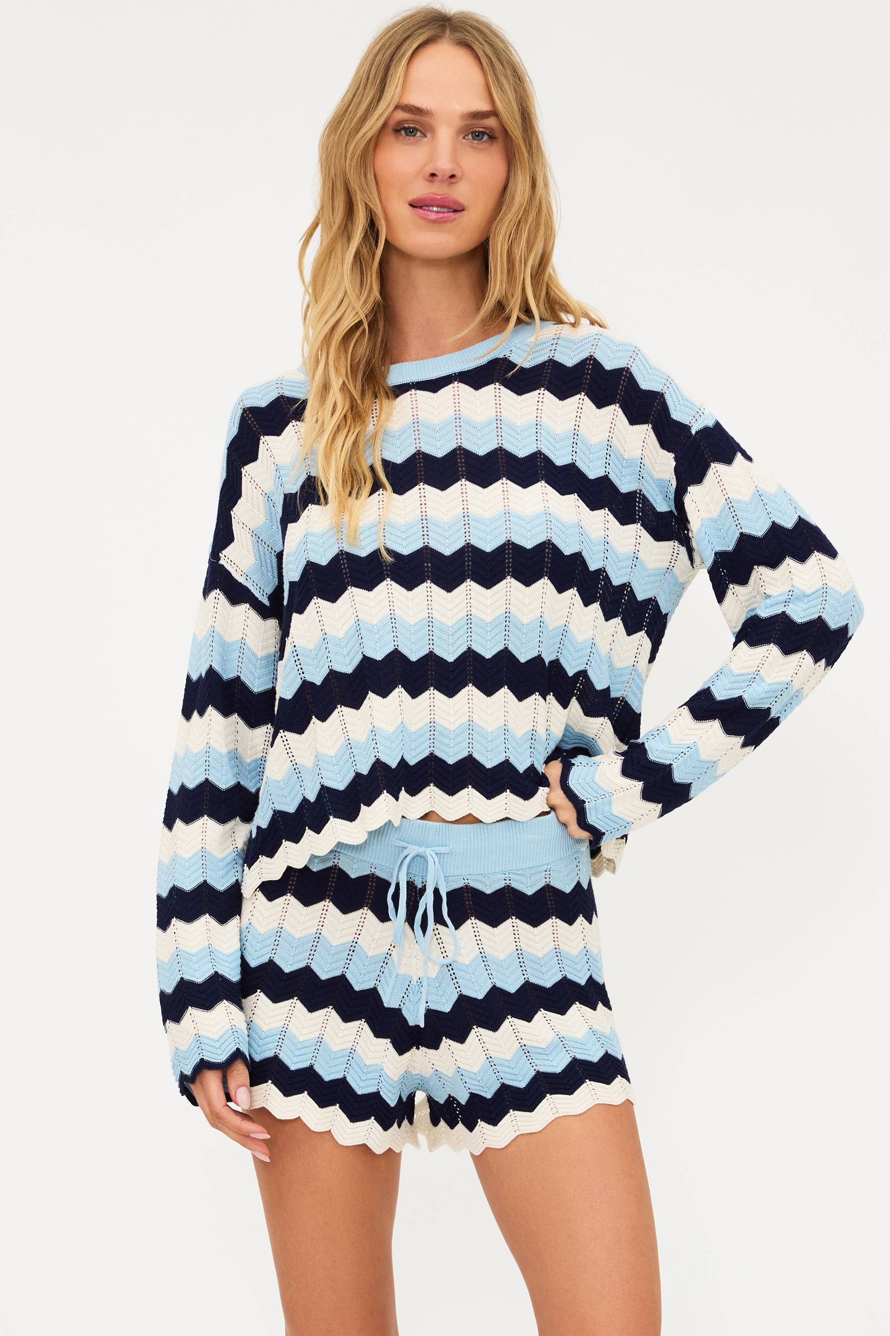 Beach Sweater Ultramarine Chevron | Cover up Sweater | Beach Riot | Beach Riot