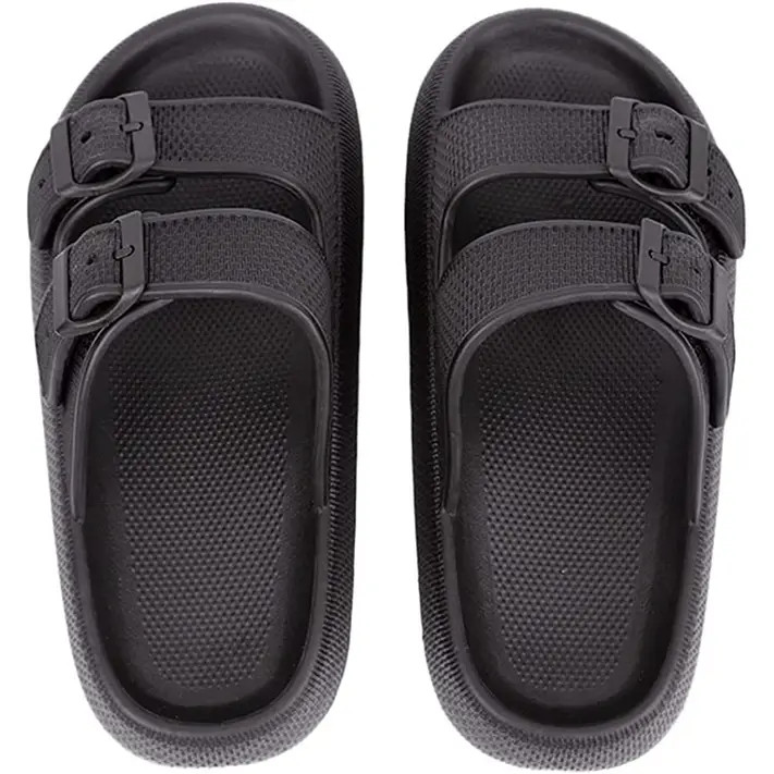 PIKADINGNIS Double Buckle Sandals Thick Sole Adjustable Buckles Cloud Slides Slippers For Women M... | Walmart (US)
