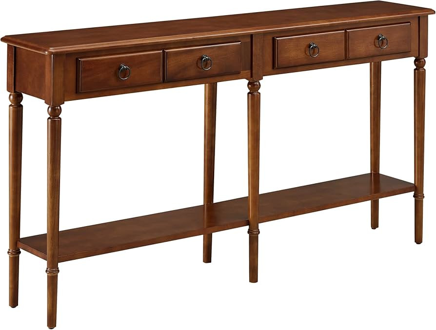 Leick Home Coastal Two Drawers Console Table, 11D x 58W x 31.5H in, Pecan | Amazon (US)