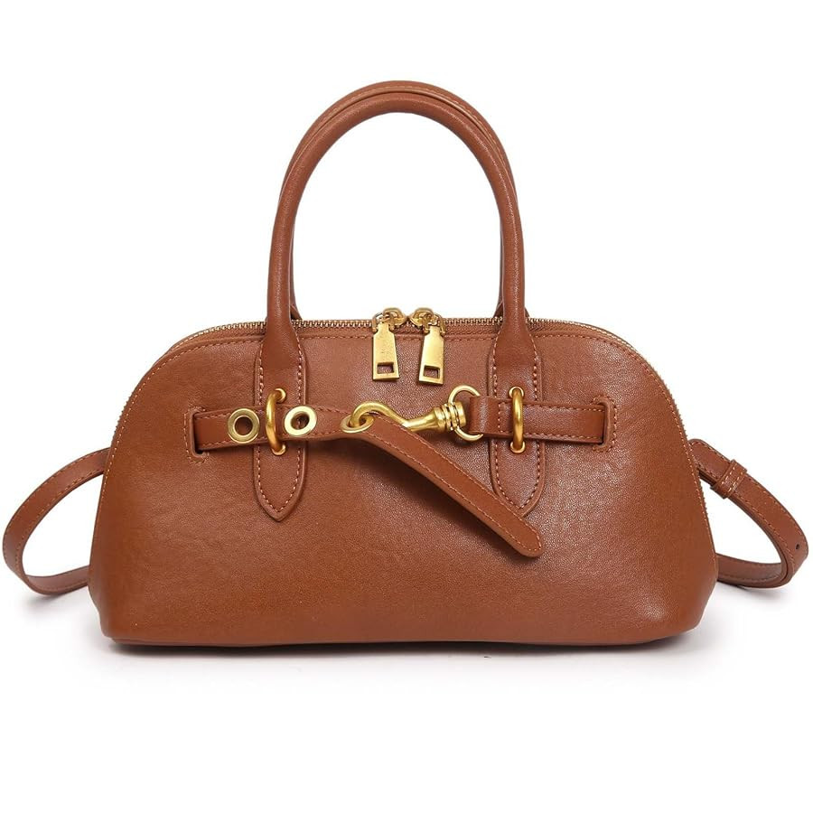 Genuine Leather Crossbody Bag for Women with Top Handle, Small Shoulder Tote Handbag, Designer Sa... | Amazon (US)