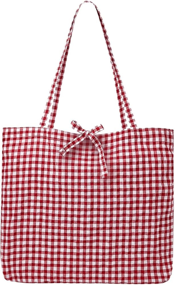 Verdusa Women's Plaid Tote Bags Large Capacity Casual Shoulder Handbags | Amazon (US)