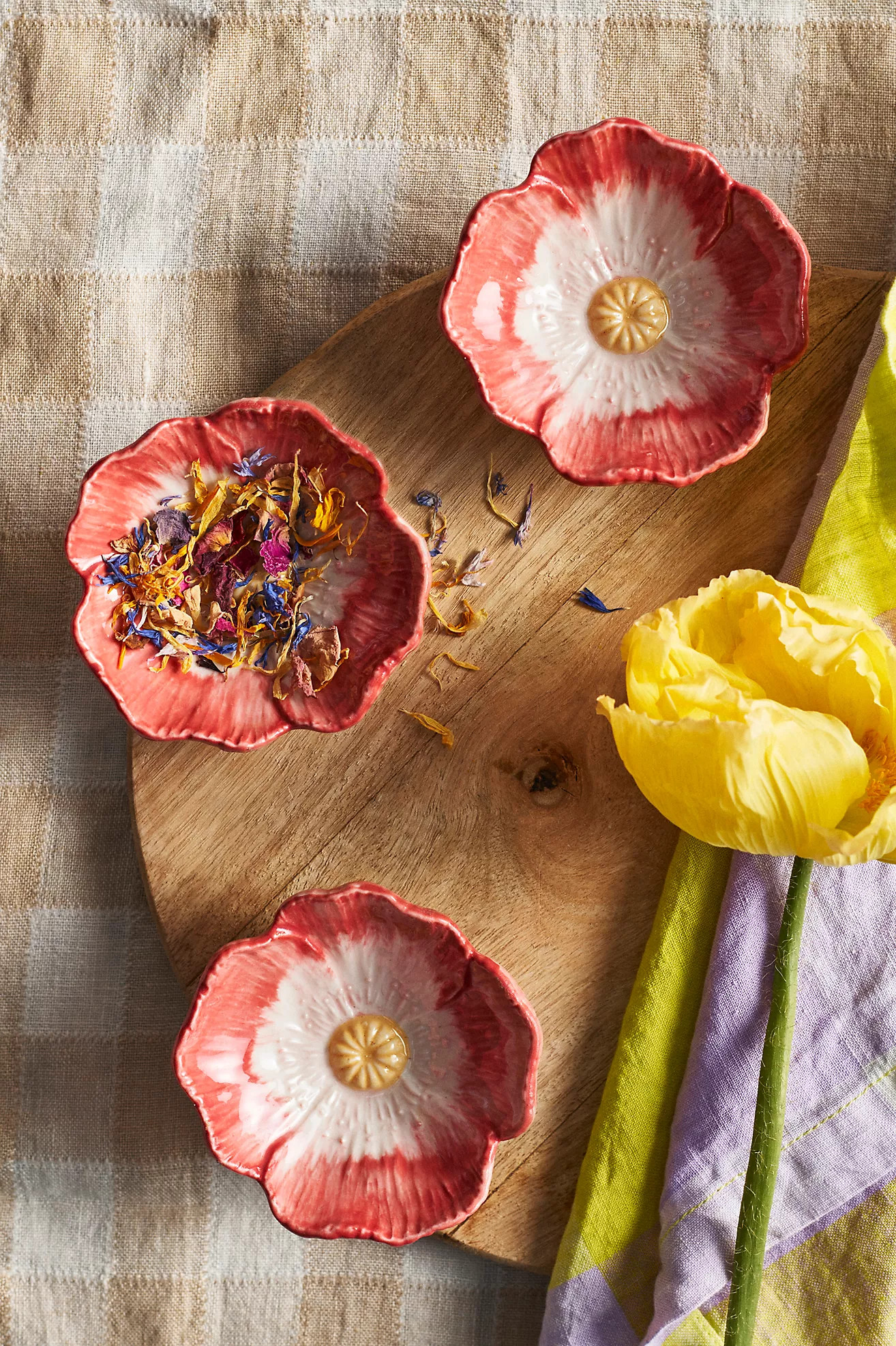 Petals Stoneware Pinch Bowls, Set of 3 | Anthropologie (US)